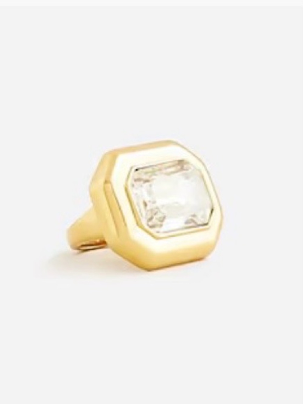 J. Crew Gold Octagon Ring with Clear Stone sz 8